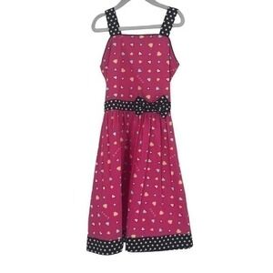 NWT Sunboree Pink Summer Dress hearts 7/8